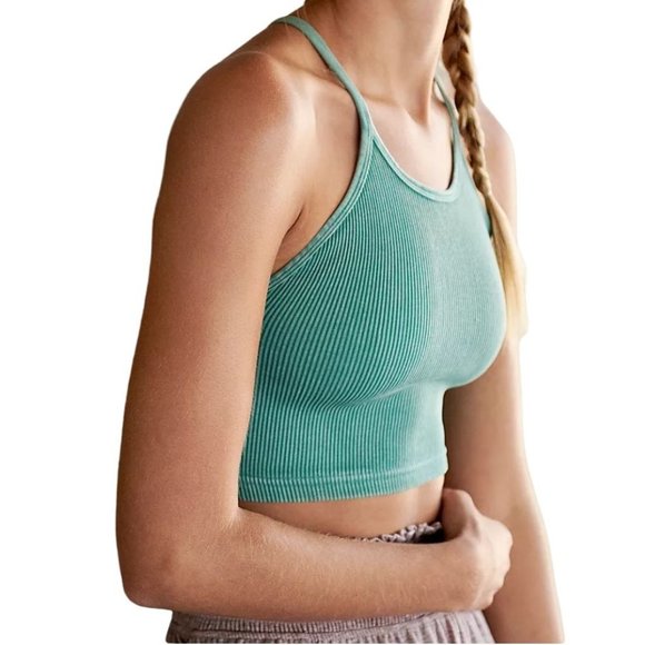 FREE PEOPLE MOVEMENT DEEP BALSAM TURQUOISE HAPPINESS  CROP TANK NWOT XS/S M/L - Picture 6 of 6